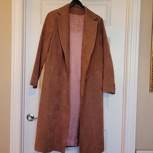 Suede leather trench with belt